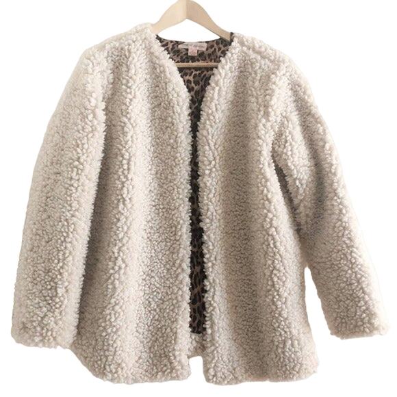 Sherpa Teddy Coat with Leopard Lining Medium Band of Gypsies - Picture 1 of 5